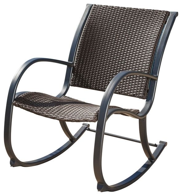 Leann Outdoor Dark Brown Wicker Rocking Chair – Contemporary In Most Current Brown Patio Rocking Chairs (Photo 1 of 20)