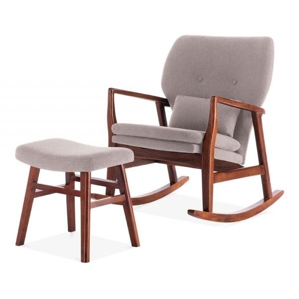 Light Grey Fabric Hampton Rocking Chair & Foot Stool (View 10 of 20)