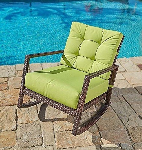 Most Recent Amazon : Suncrown Outdoor Furniture Lime Green Patio Rocking Within Patio Rocking Chairs With Cushions (Photo 11 of 20)