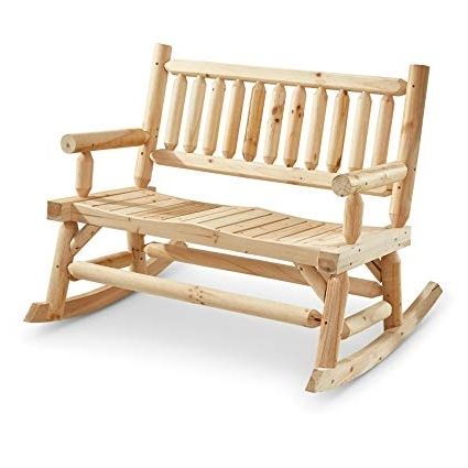 Most Recently Released Amazon : Castlecreek 2 Seat Wooden Rocking Bench : Garden & Outdoor In Patio Furniture Rocking Benches (View 16 of 20)