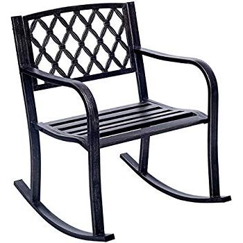 Newest Outdoor Rocking Chairs With Regard To Amazon : Costway Patio Metal Rocking Chair Outdoor Porch Seat (Photo 10 of 20)