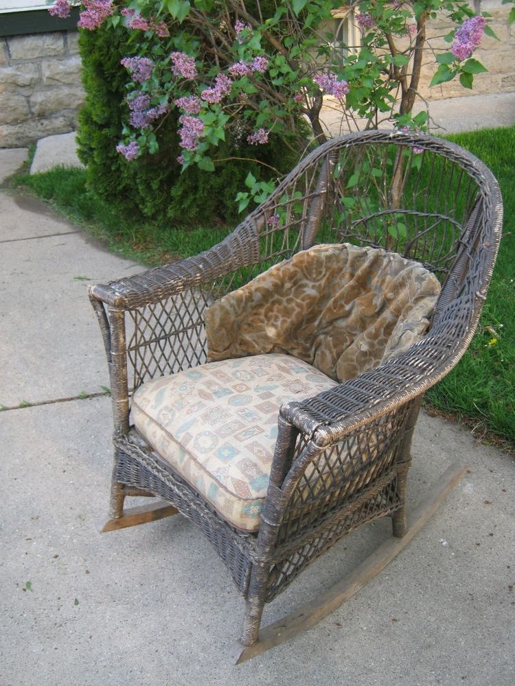 Old Cane Chairs Antique Wicker Rocker Rocking Chair Original Intended For Best And Newest Antique Wicker Rocking Chairs With Springs (Photo 1 of 20)