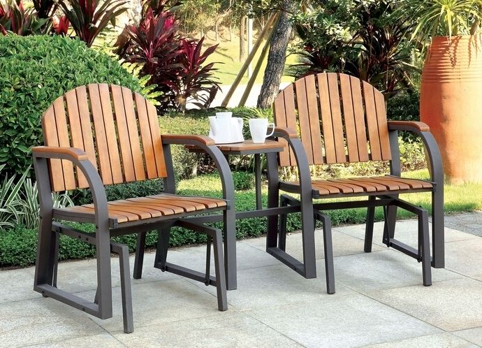 Outdoor Rocking Chairs With Table Within Widely Used Cm Oc2555 Perse Collection Contemporary Style Double Glider Outdoor (Photo 2 of 20)