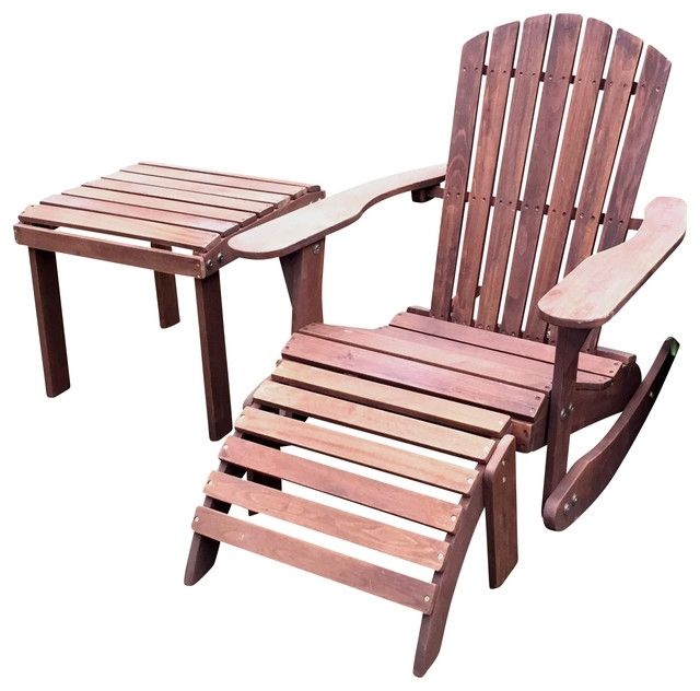 Patio Rocking Chairs With Ottoman In Widely Used Pelican Hill Wood Adirondack Patio Rocking Chair W/ottoman, End (Photo 1 of 20)