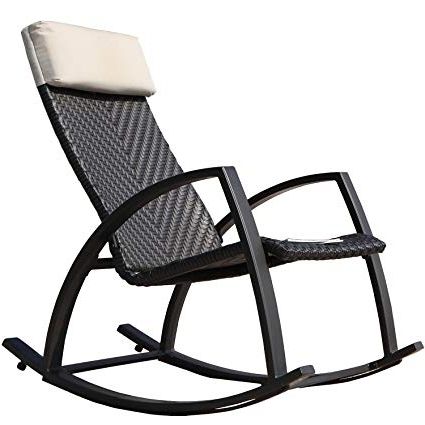 Preferred Amazon : Grand Patio Weather Resistant Wicker Rocking Chair With Throughout Outdoor Rocking Chairs (Photo 7 of 20)