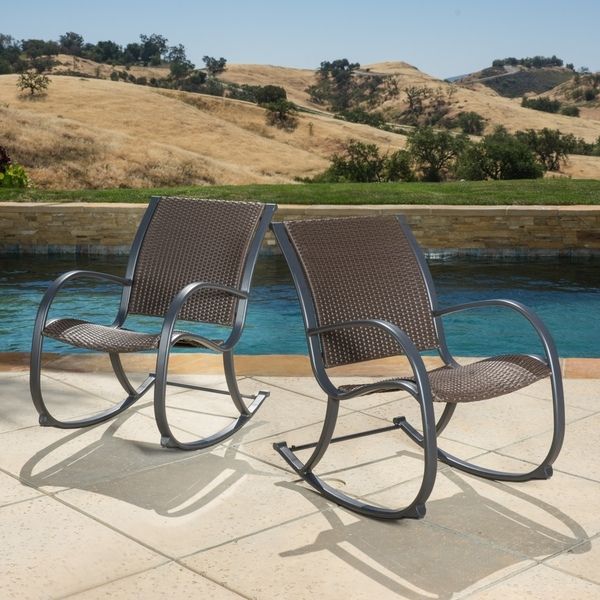 Recent Wicker Rocking Chairs Sets Throughout Shop Gracie's Outdoor Wicker Rocking Chair (set Of 2)christopher (Photo 8 of 20)