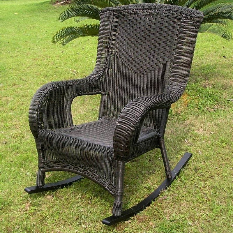 Resin Patio Rocking Chairs Regarding Best And Newest Darby Home Co Wellington Wicker Resin Aluminum High Back Patio (Photo 11 of 20)