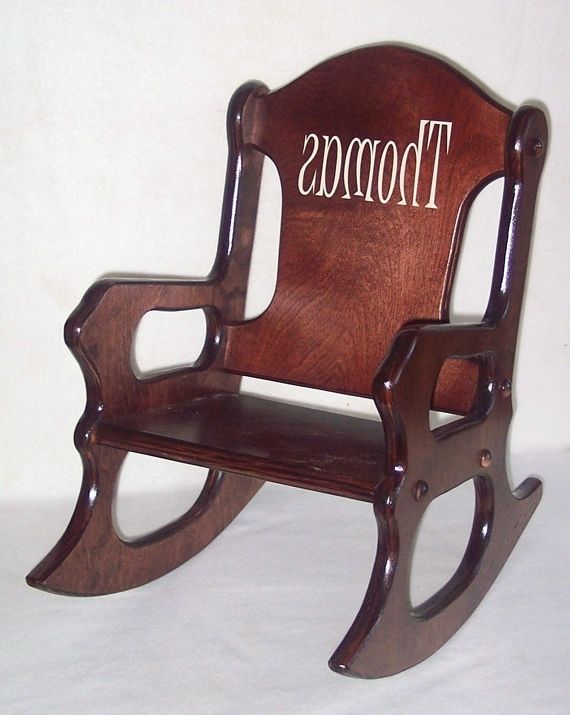 Rocking Chairs For Toddlers With Regard To 2018 Wooden Kids Rocking Chair  Personalized – Cherry Finish (Photo 8 of 20)