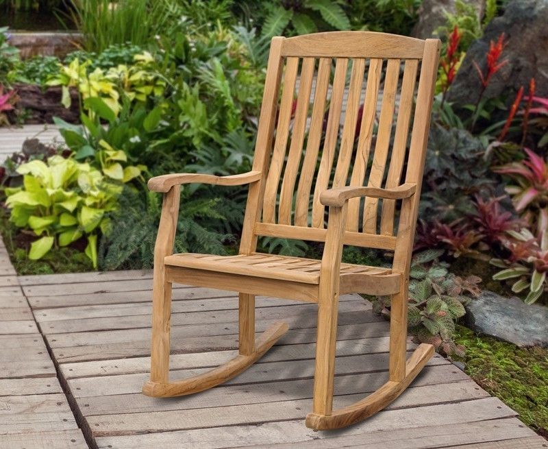Teak Garden Rocking Chair, Outdoor Patio Rocker Regarding Well Known Rocking Chairs For Garden (View 1 of 20)