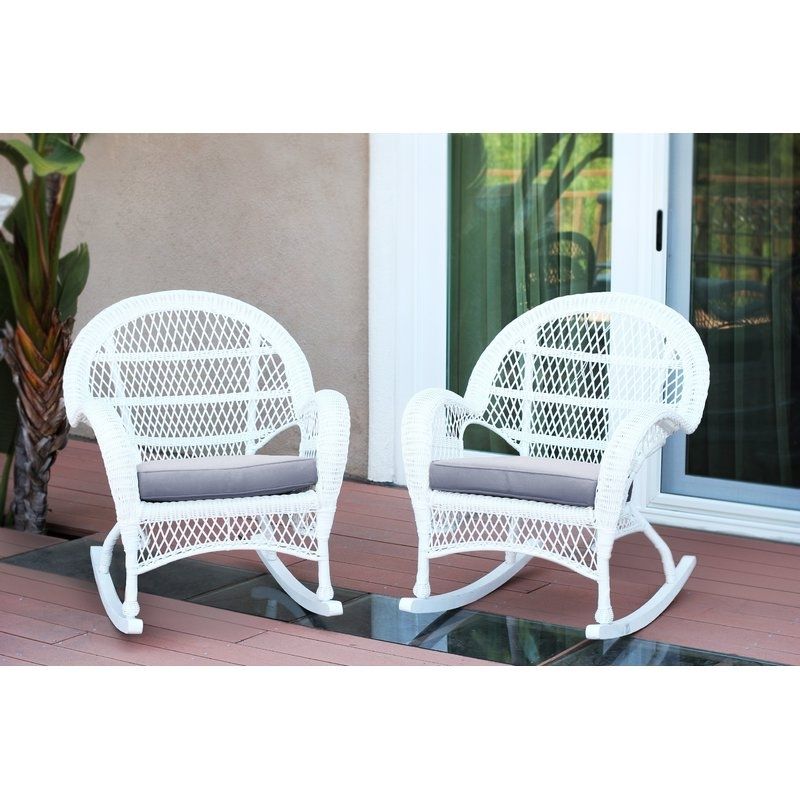 Well Known Darby Home Co Berchmans Wicker Rocker Chair With Cushions & Reviews Inside Outdoor Wicker Rocking Chairs With Cushions (Photo 11 of 20)