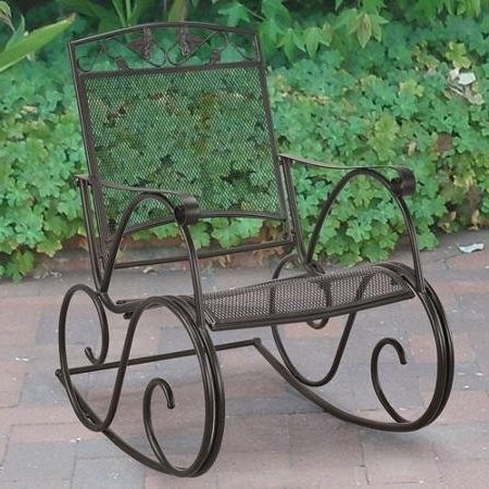 Wrought Iron Patio Rocking Chairs Inside Preferred Amazon: Mainstays Jefferson Wrought Iron Porch Rocking Chair (Photo 9 of 20)
