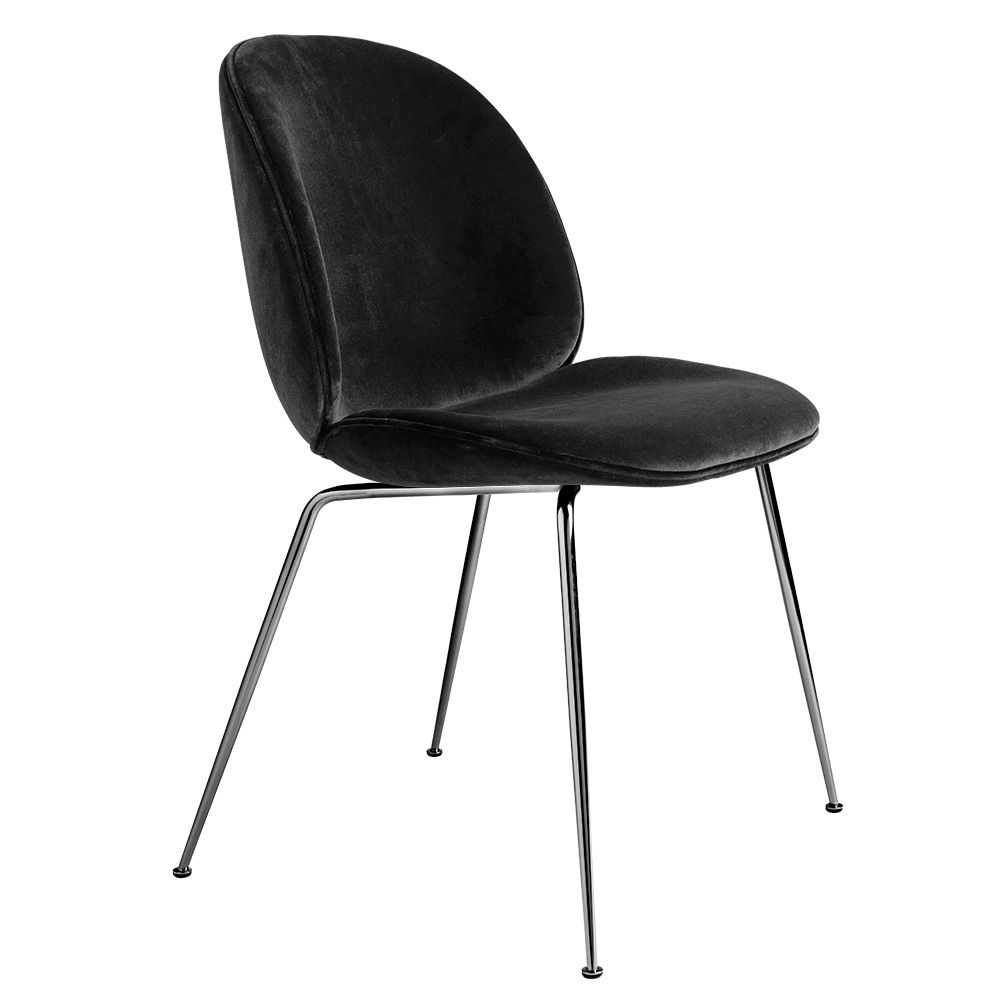 Beetle Fully Upholstered Dining Chair – Velvet, Black Chrome Base Intended For Favorite Dark Olive Velvet Iron Dining Chairs (View 8 of 20)