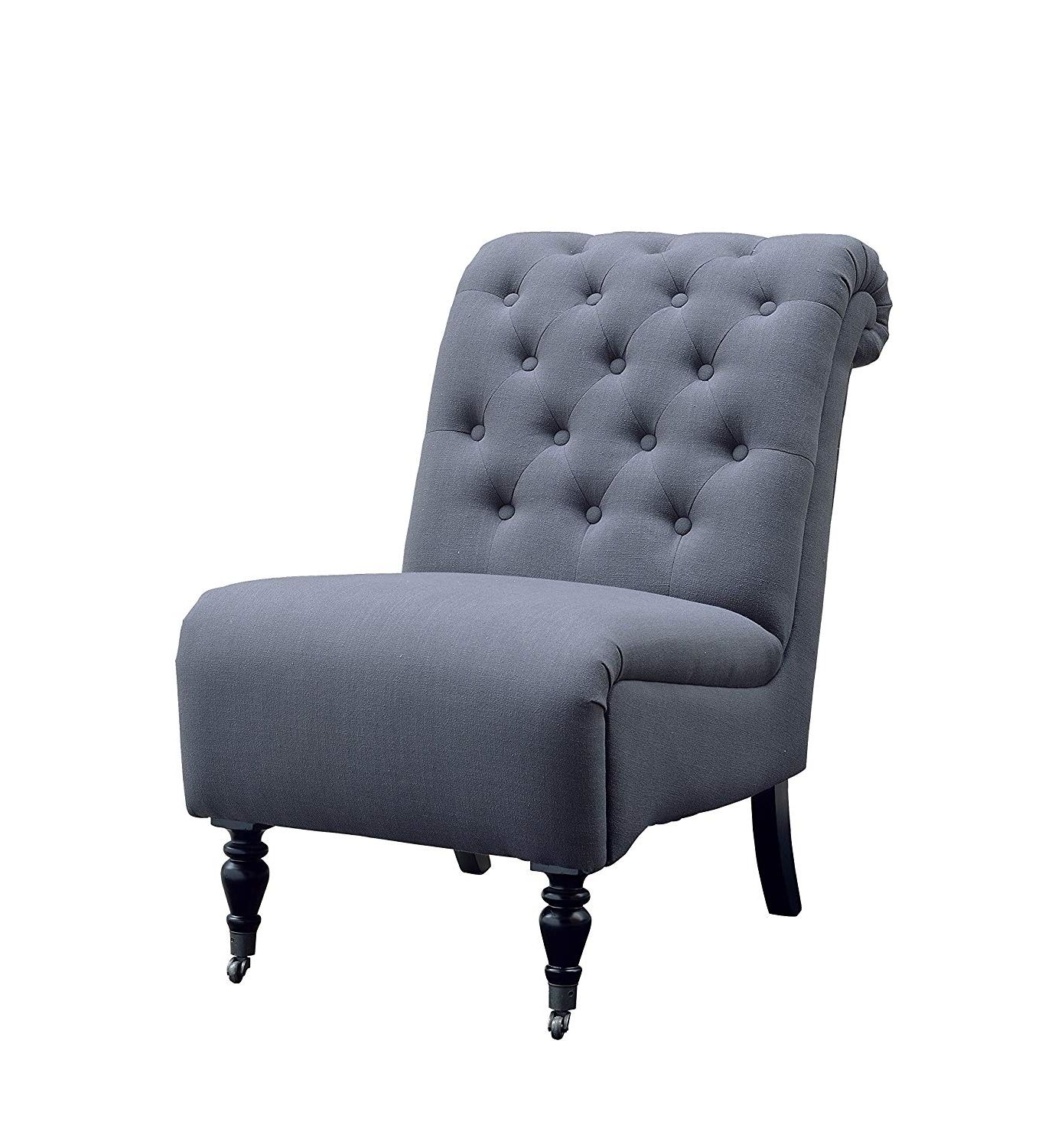 Cora Ii Arm Chairs With Regard To Well Liked Amazon: Linon Cora Charcoal Roll Back Tufted Chair: Kitchen & Dining (View 8 of 20)