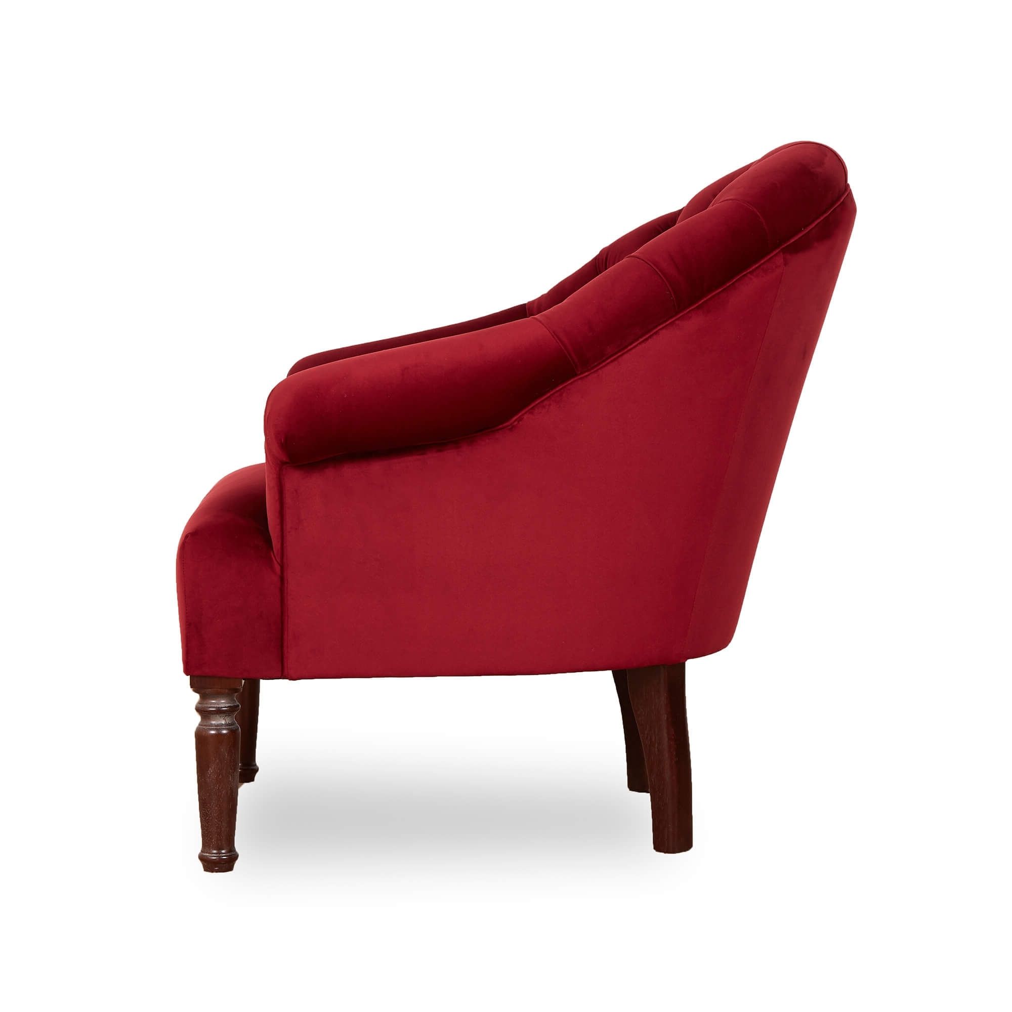 Current Craftsman Upholstered Side Chairs Within Spoon Button Back Armchair, Claret Velvet (View 5 of 20)