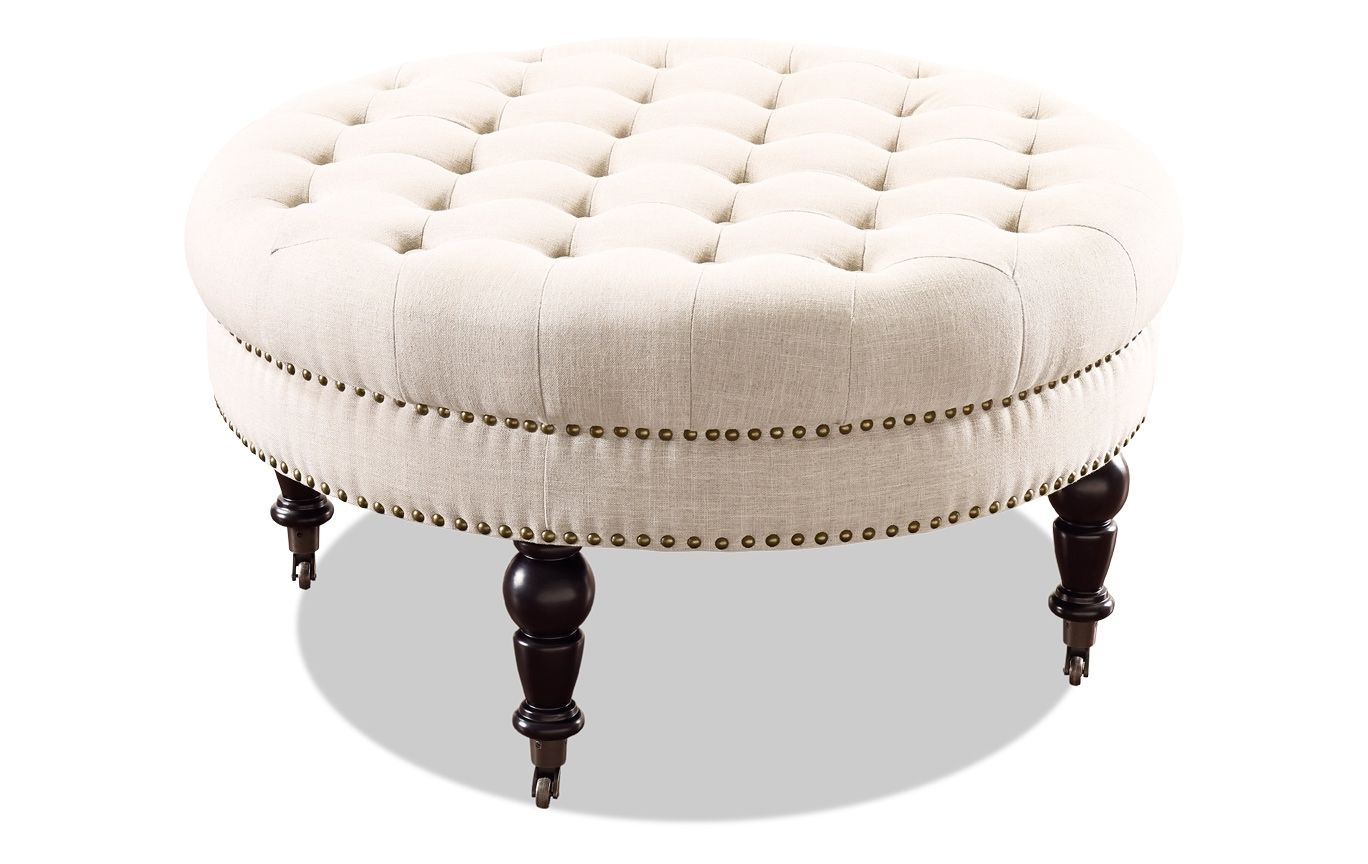 Current Delfina Side Chairs Inside Delfina Natural Round Ottoman (View 19 of 20)