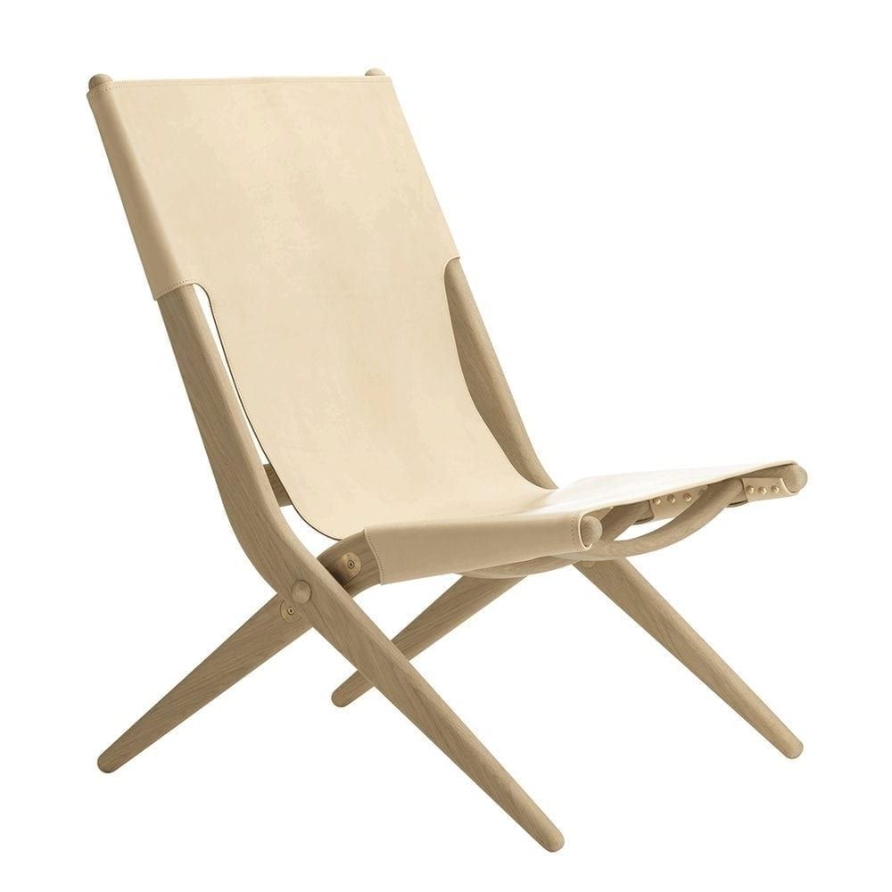 Designerlassen Saxe Folding Occasional Chair – Oak/natural Leather Intended For Most Recently Released Lassen Side Chairs (View 3 of 20)