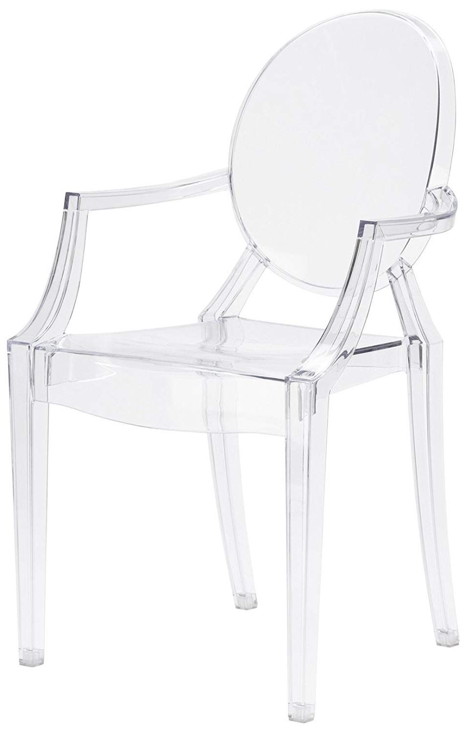 Famous Amazon – Poly And Bark Burton Arm Chair In Clear (set Of 4) – Chairs Within Burton Metal Side Chairs With Wooden Seat (View 20 of 20)