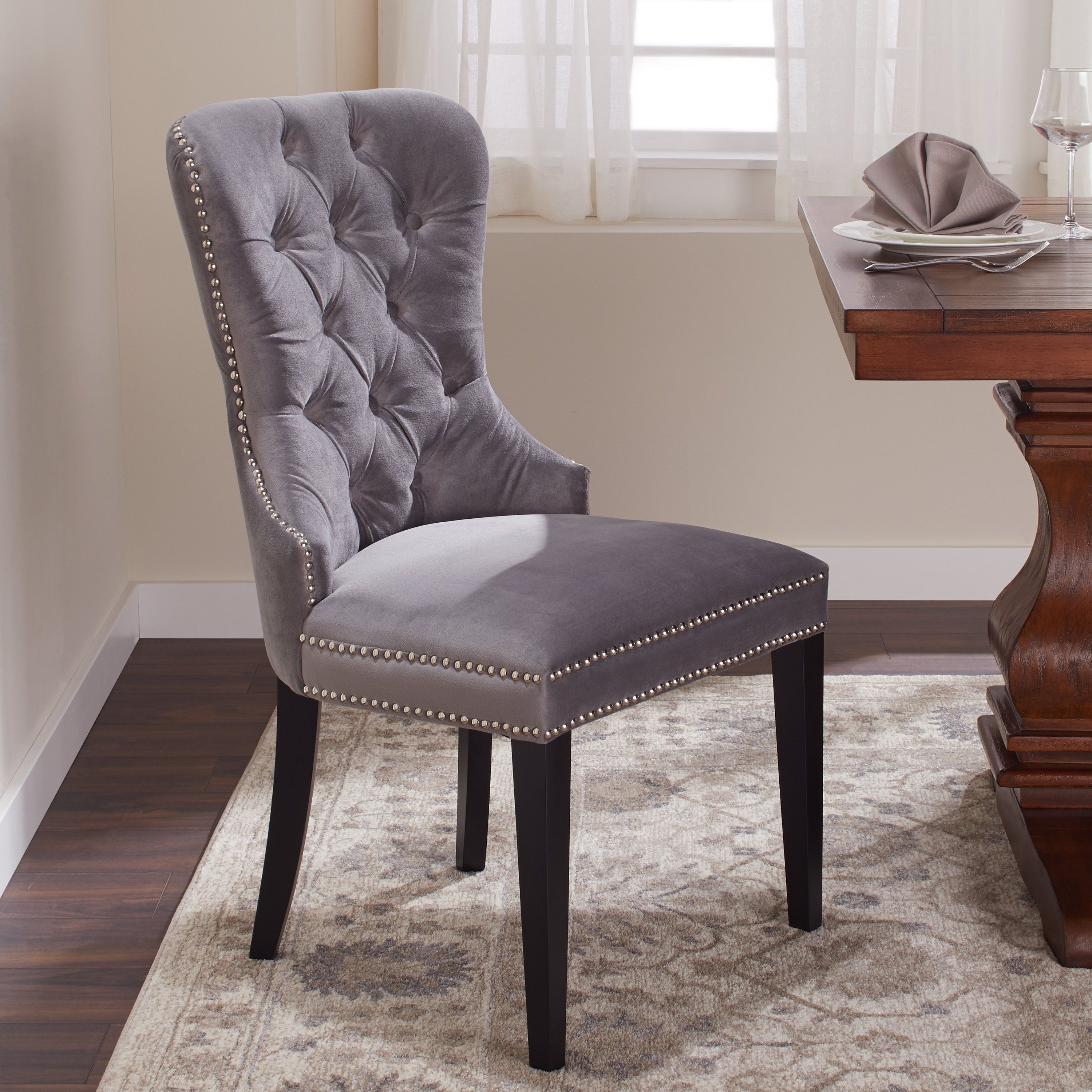 Grey Dining Chairs Regarding Most Up To Date Shop Abbyson Versailles Grey Tufted Dining Chair – On Sale – Free (Photo 5 of 20)
