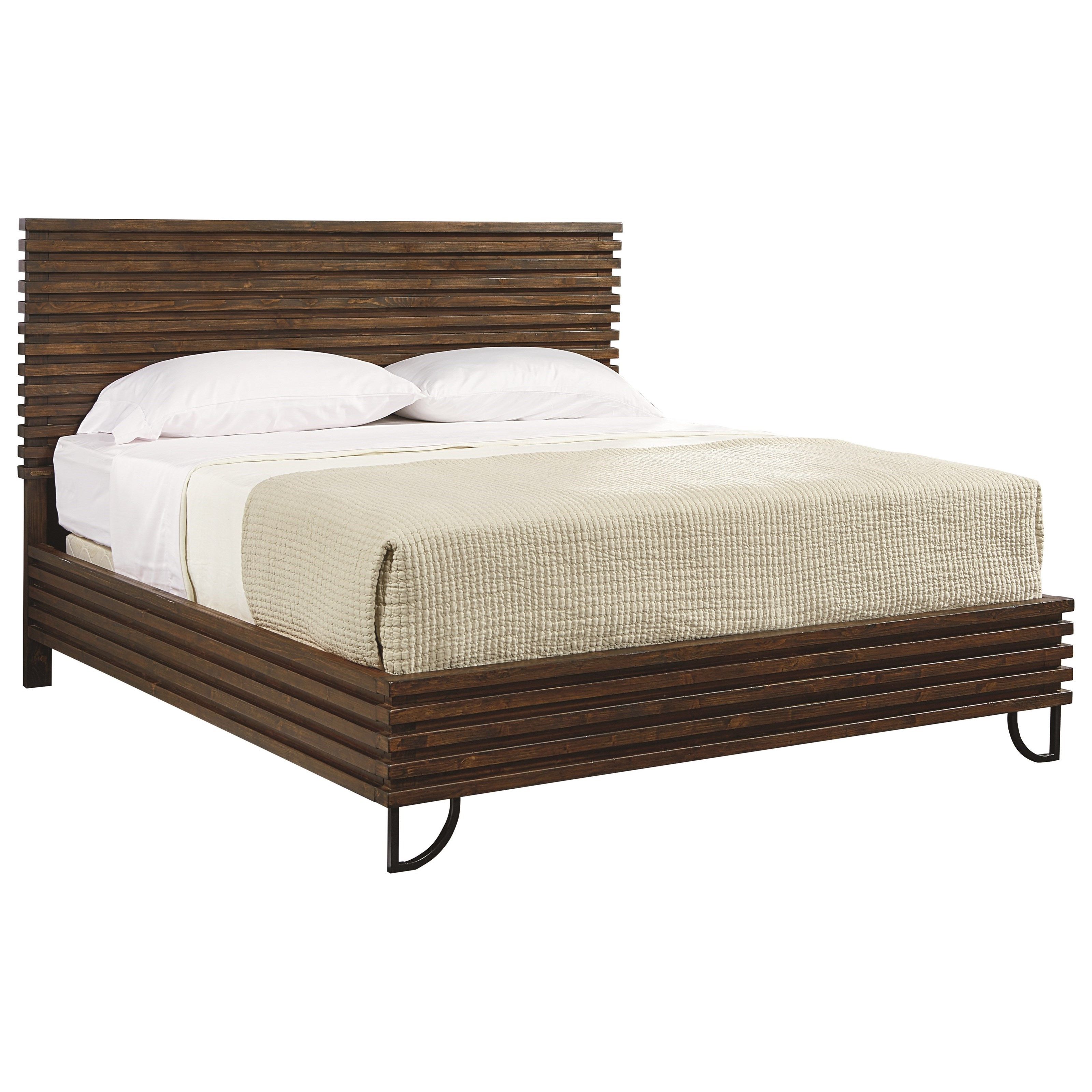 King Stacked Slat Bed With Retro Metal Legsmagnolia Home With Regard To Well Known Magnolia Home Entwine Rattan Arm Chairs (View 18 of 20)