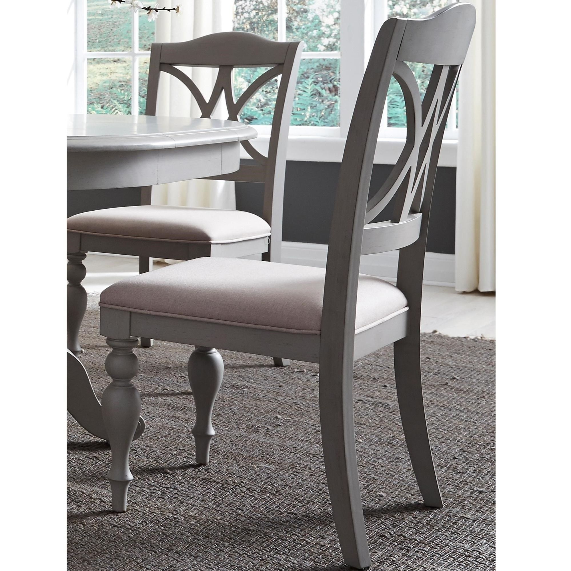 Lindy Dove Grey Side Chairs Throughout Most Popular Liberty Furniture Summer House Dining Transitional Upholstered Splat (Photo 4 of 20)