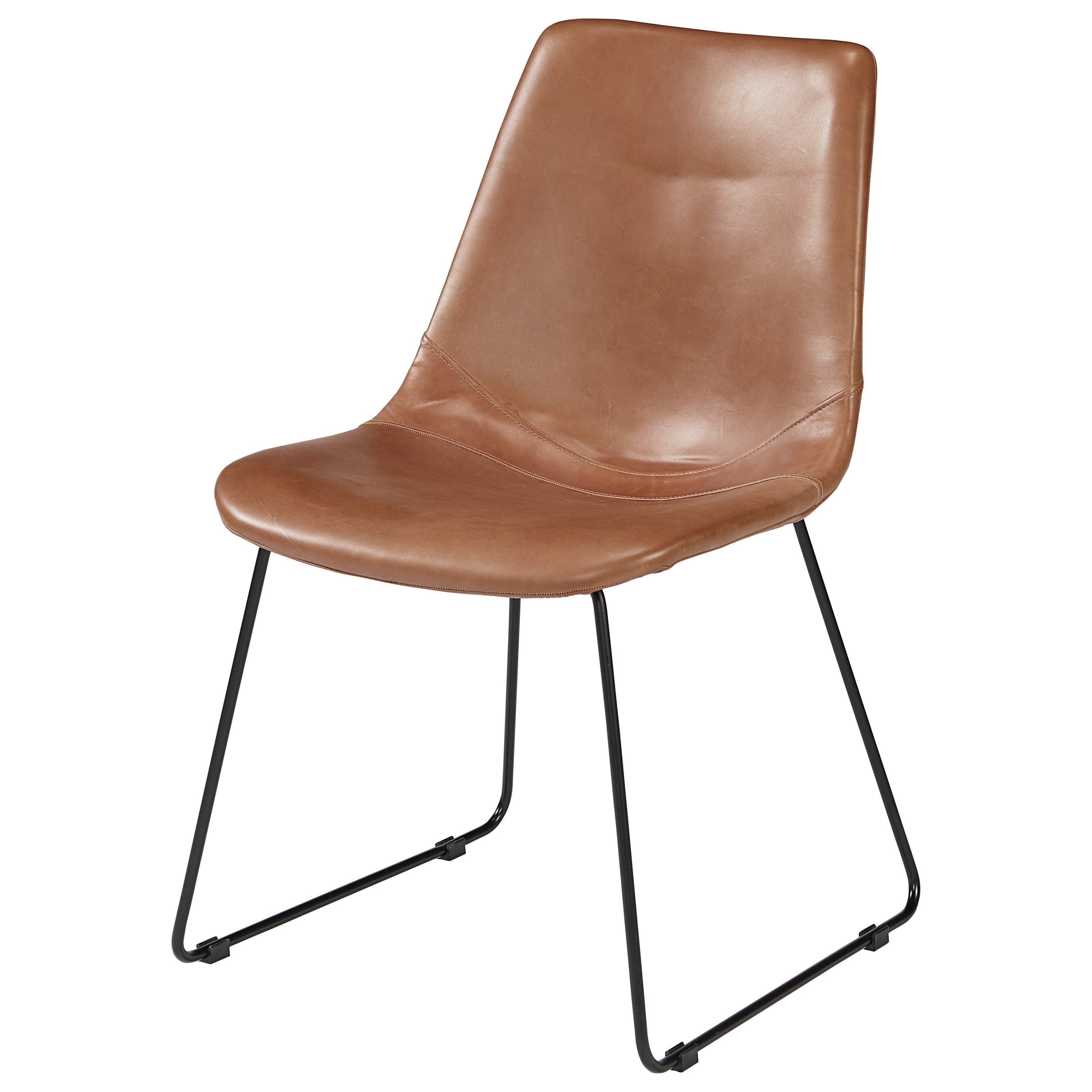 Molded Shell Side Chair With Brown Pu Leather Like Fabric Regarding 2018 Magnolia Home Reed Arm Chairs (View 4 of 20)