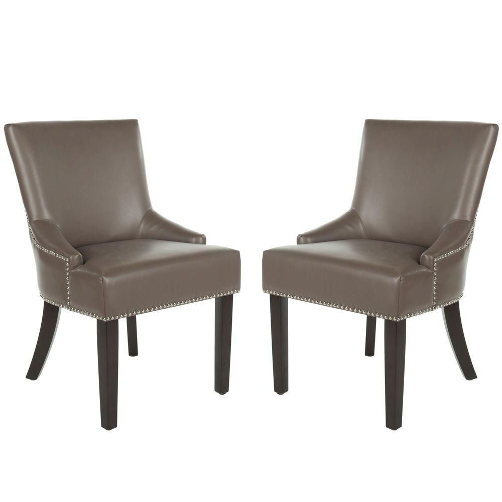 Most Current Safavieh Lotus Black/espresso Bicast Leather Side Chair (set Of 2 Regarding Hayden Ii Black Side Chairs (View 7 of 20)