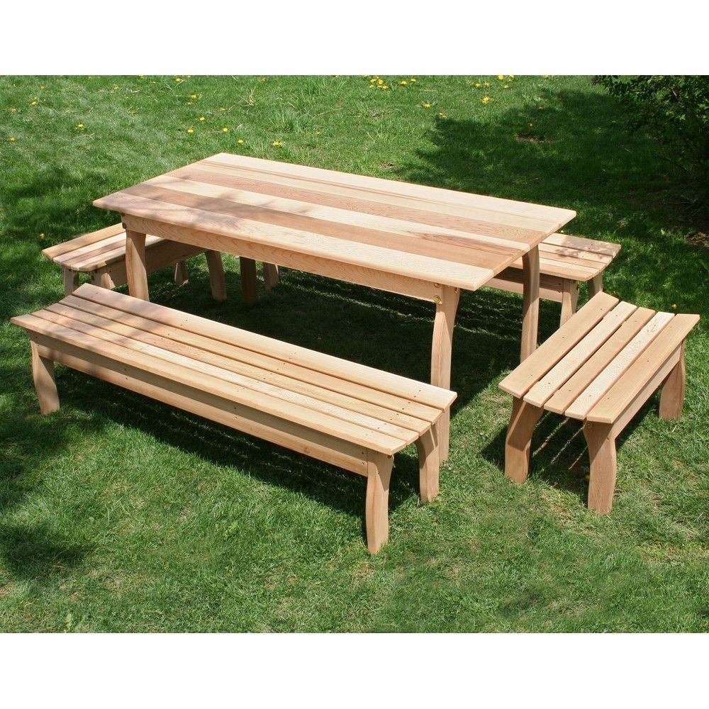 Most Popular Cedar Family Dining Set – Outdoorfurnitureplus With Regard To Green Cedar Dining Chairs (View 9 of 20)
