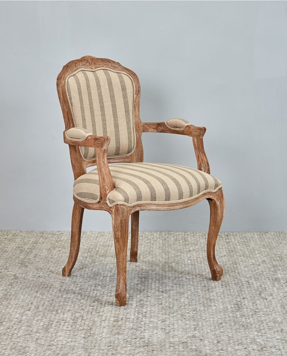 Most Popular Louis Xv Armchair Sand With Blue Stripe (Photo 15 of 20)