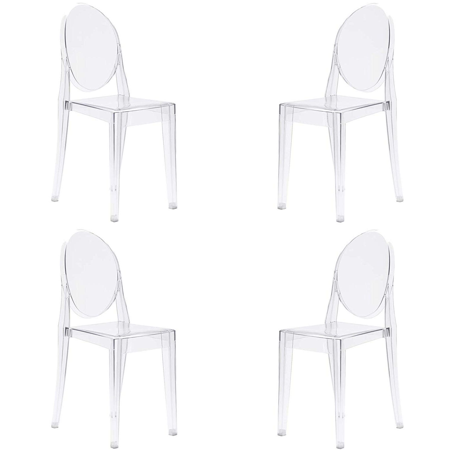 Most Recently Released Amazon: Poly And Bark Burton Side Chair In Clear (set Of 4 Intended For Burton Metal Side Chairs With Wooden Seat (Photo 13 of 20)