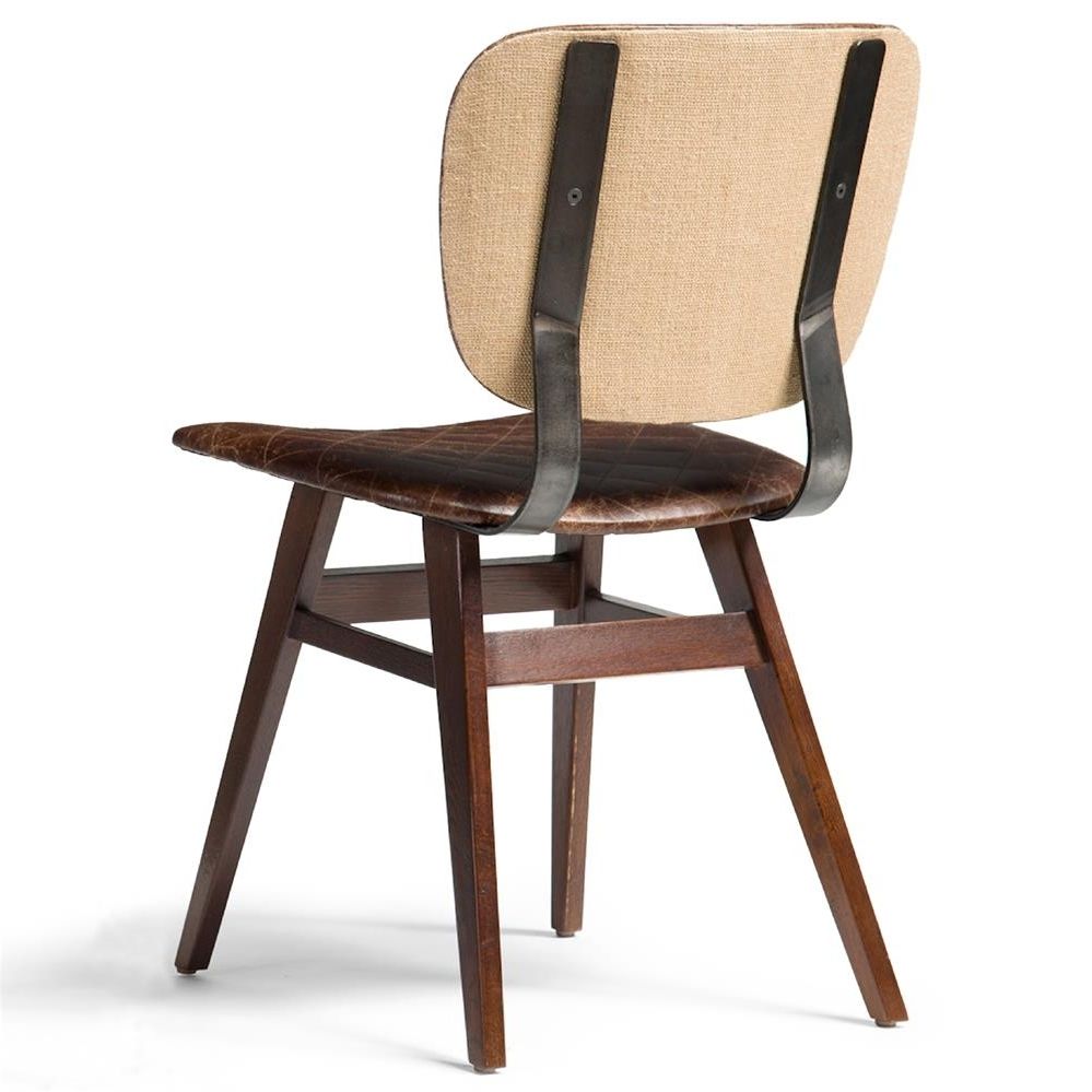 Most Recently Released Quilted Brown Dining Chairs Throughout Drifter Industrial Loft Brown Leather Quilt Oak Dining Chair – Pair (View 11 of 20)
