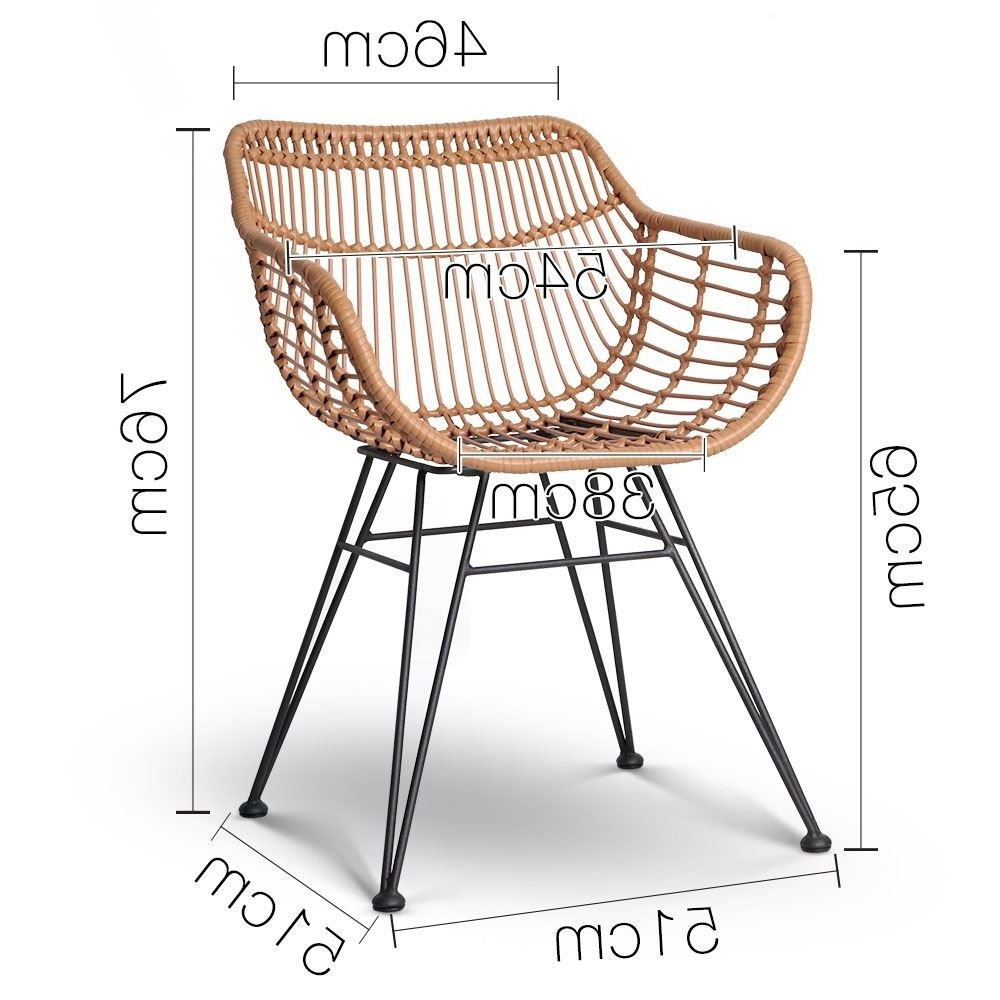 Oz Crazy Mall. Set Of 2 Rattan Dining Chair Natural Pertaining To Popular Natural Rattan Metal Chairs (Photo 9 of 20)