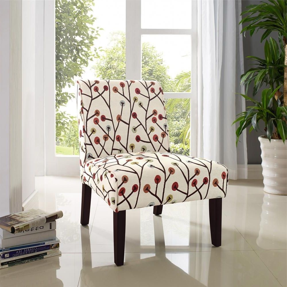 Preferred Dorel Living Teagan Armless Floral Accent Chair Fa164 – The Home Depot In Teagan Side Chairs (Photo 5 of 20)