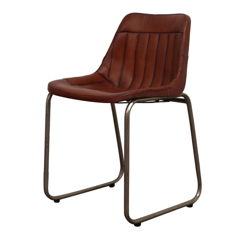 Preferred Logan Side Chairs Intended For Industrial Leather Cowhide Dining Chair (Photo 16 of 20)