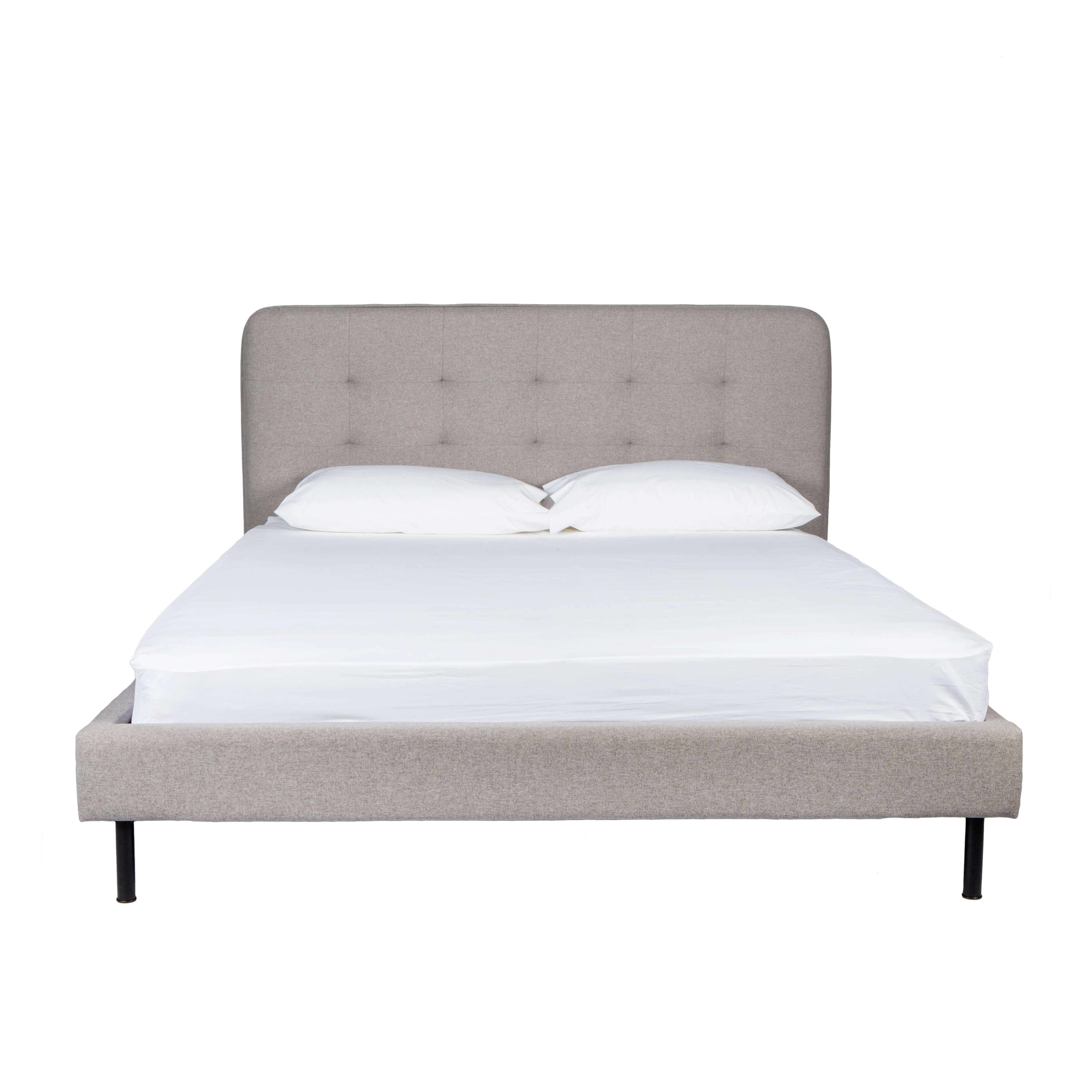 Queen Size Bed With Tufted Bedhead – Jaxon – Grey Inside Newest Jaxon Grey Upholstered Side Chairs (View 13 of 20)