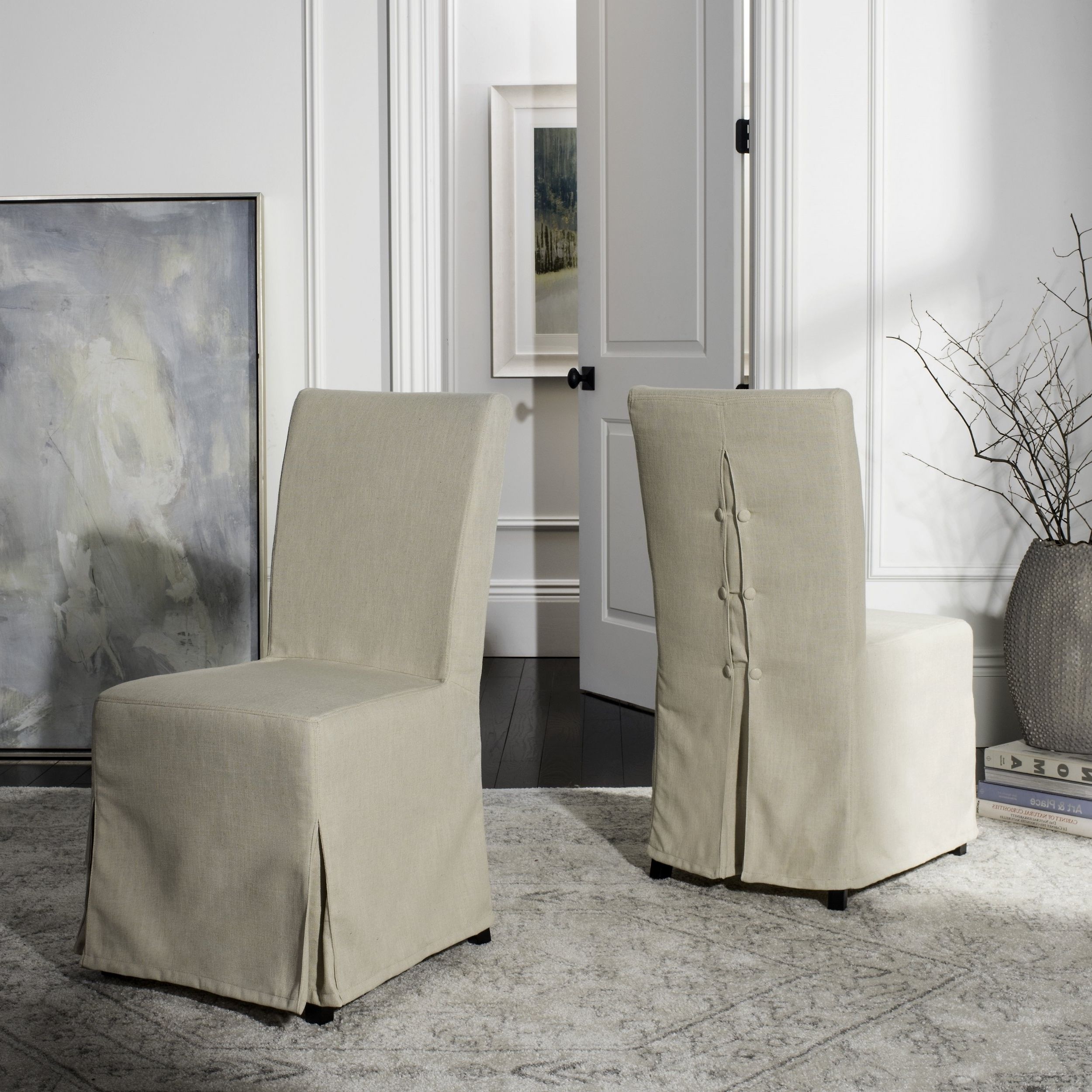 Recent Shop Safavieh Parsons Dining Slipcover Dining Chairs (set Of 2) – 33 Inside Pearson Grey Slipcovered Side Chairs (View 2 of 20)
