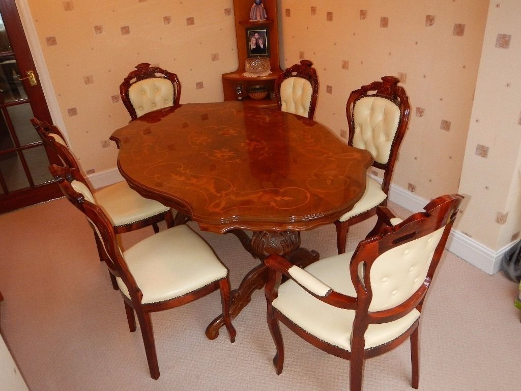 Rocco Side Chairs Within Trendy Italian/ French Rocco Style Dining Table Complete With Six Cream (Photo 4 of 20)