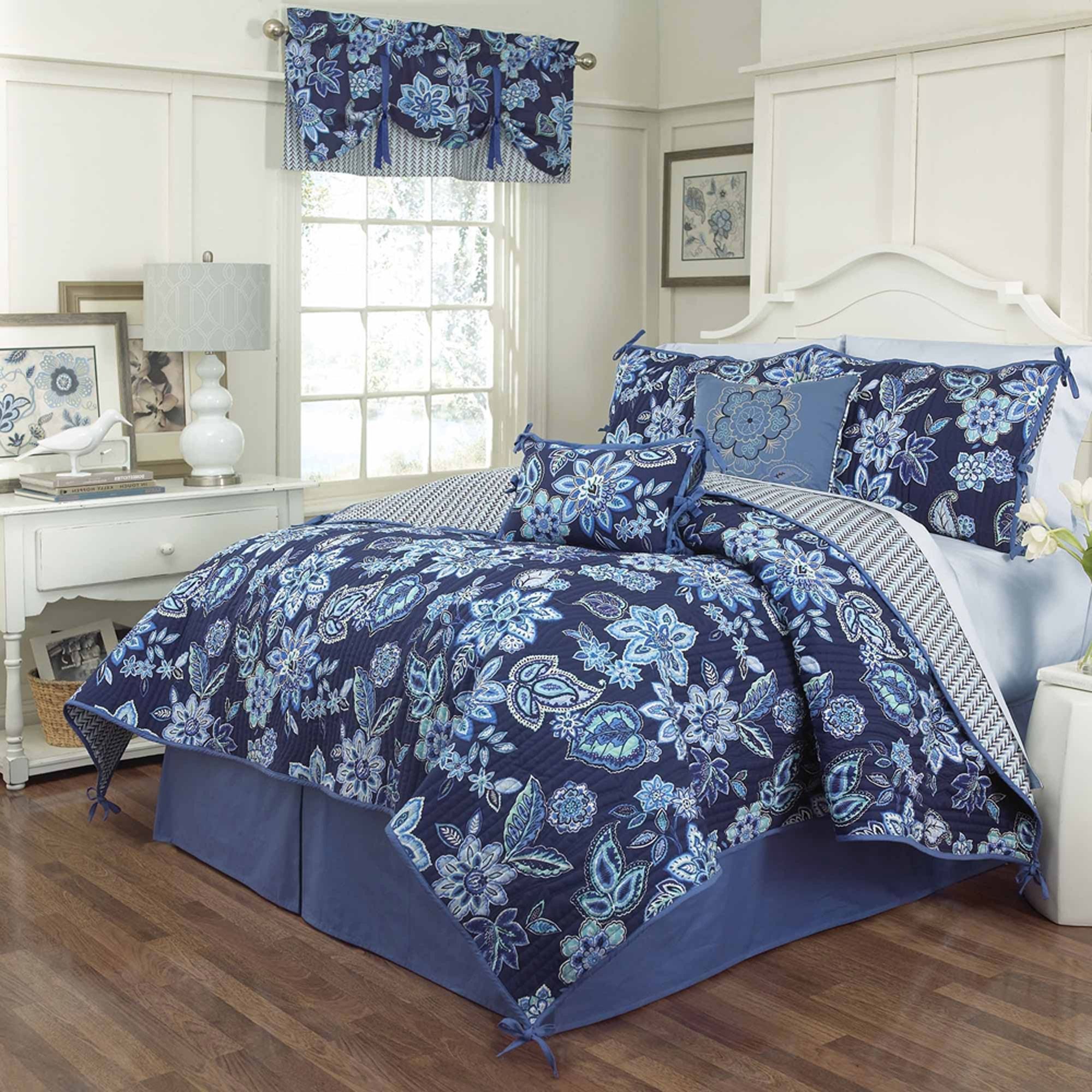 Waverly Charismatic Reversible Quilt Set – Walmart Intended For Widely Used Garten Delft Skirted Side Chairs Set Of 2 (Photo 20 of 20)