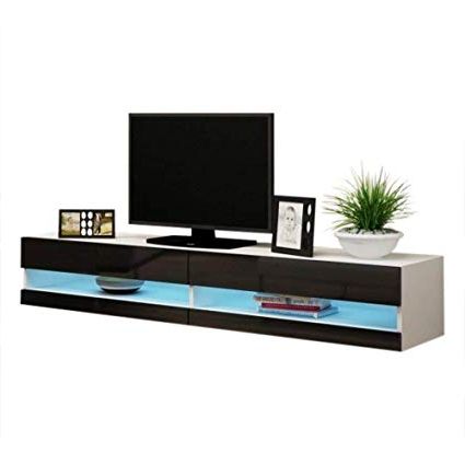 Amazon: Concept Muebles 80 Inch Seattle High Gloss Led Tv Stand Intended For Best And Newest 80 Inch Tv Stands (Photo 4 of 20)