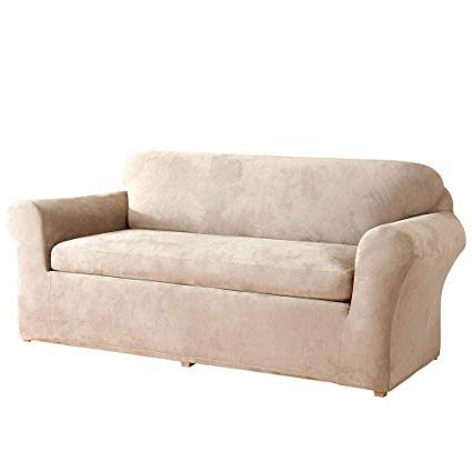 Amazon: Surefit Stretch Suede – Sofa Slipcover – Taupe: Kitchen With Most Up To Date Slipcovers For Chairs And Sofas (View 18 of 20)