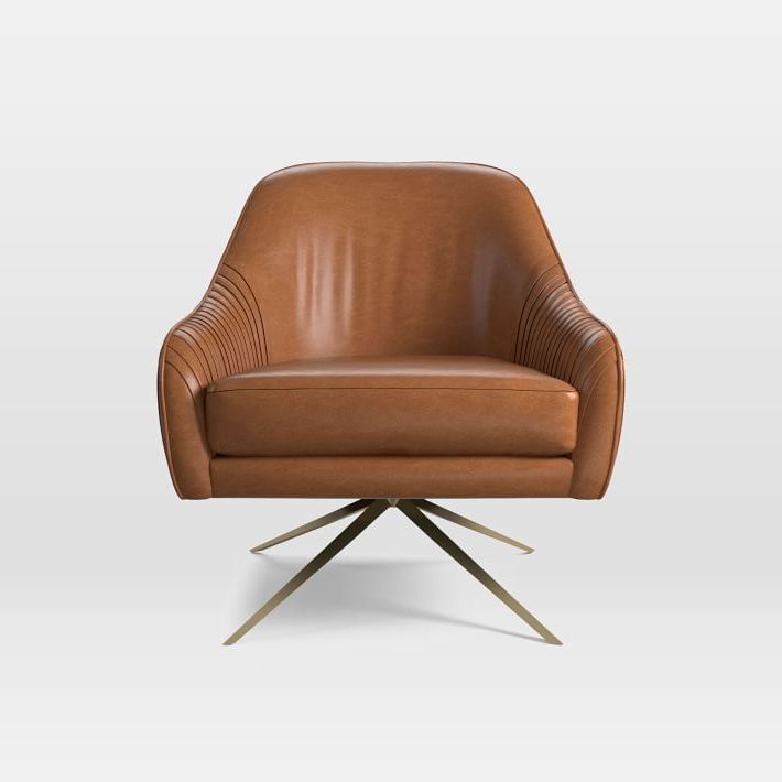 Aspen Swivel Chairs In Fashionable Roar + Rabbit Swivel Chair, Aspen Leather, Aegean, Antique Brass (View 3 of 20)