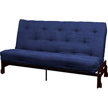 Current Loft Arm Sofa Chairs Pertaining To Bali True 8 Inch Loft Cotton/foam Futon Sofa Sleeper Bed, Queen Size,  Mahogany Arm Finish, Microfiber Suede Dark Blue Upholstery (View 12 of 20)