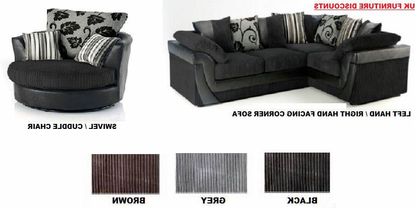 Current Lucy Dark Grey Sofa Chairs Intended For Brand New Lucy Lush Corner Sofa Suite/ Cuddle Swivel Chair Black (View 1 of 20)