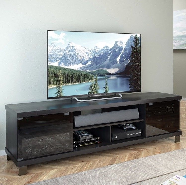 Extra Wide Tv Stand 80 Inch Black Flat Screen Entertainment Center For Most Current 80 Inch Tv Stands (View 9 of 20)