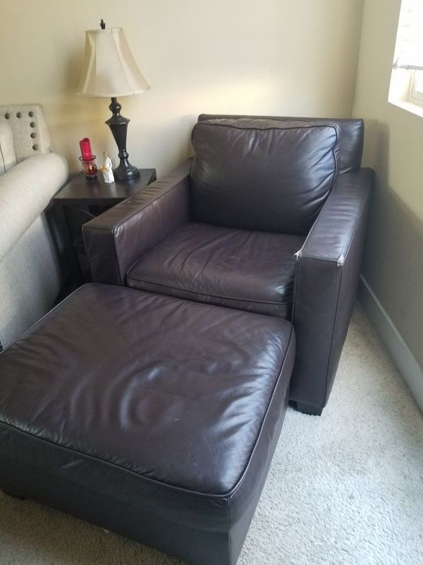 Famous Escondido Sofa Chairs For Brown Leather Chair With Ottoman For Sale In Escondido, Ca – Offerup (View 20 of 20)