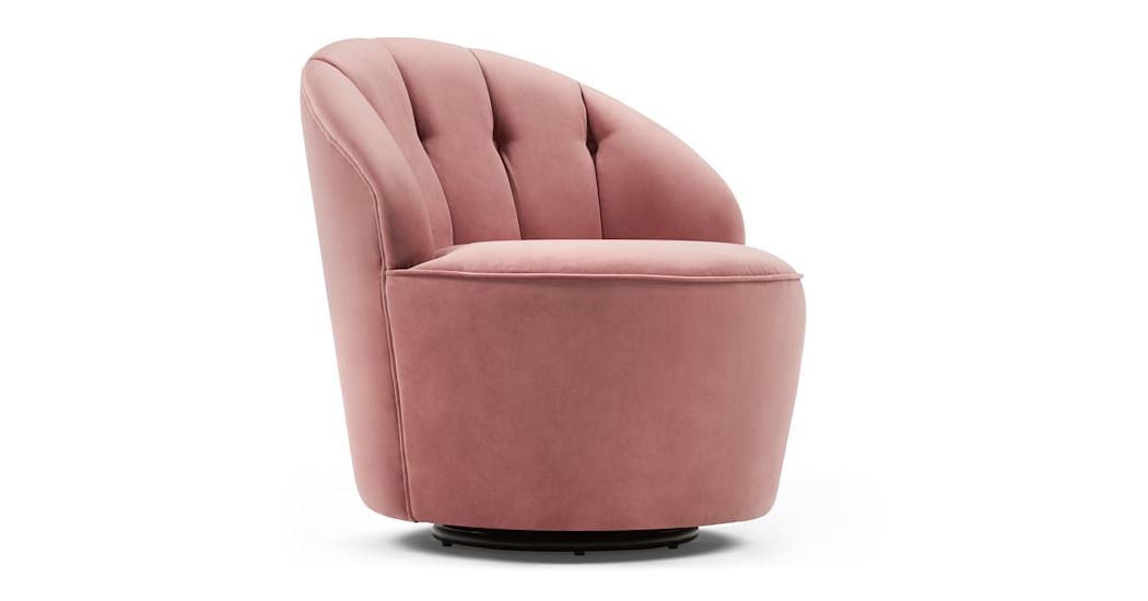 Favorite Swivel Accent Chair, Old Rose Velvet, Margot (View 17 of 20)