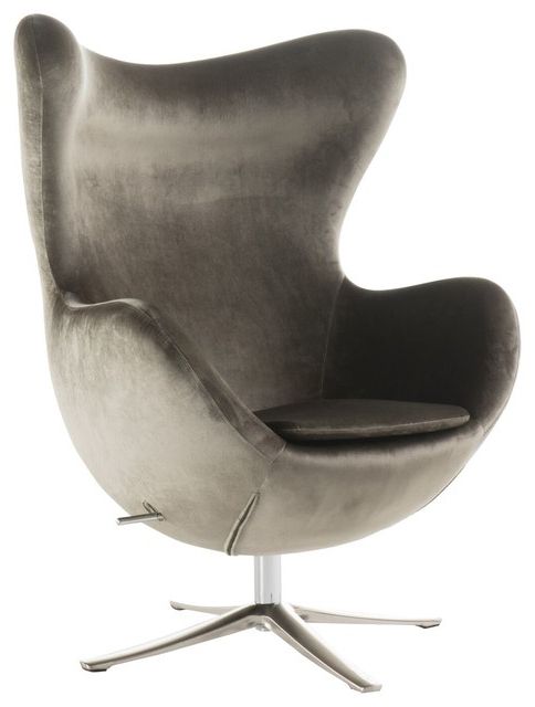 Grey Swivel Chairs With Regard To Well Known Gadot Gray New Velvet Modern Swivel Chair – Midcentury – Armchairs (View 1 of 20)