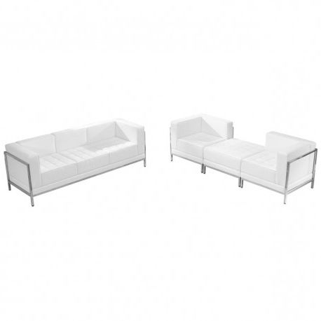Gwen Sofa Chairs Intended For Most Recent Chancellor Gwen White Leather Sofa & Lounge Chair Set 15, 4pcs (View 13 of 20)