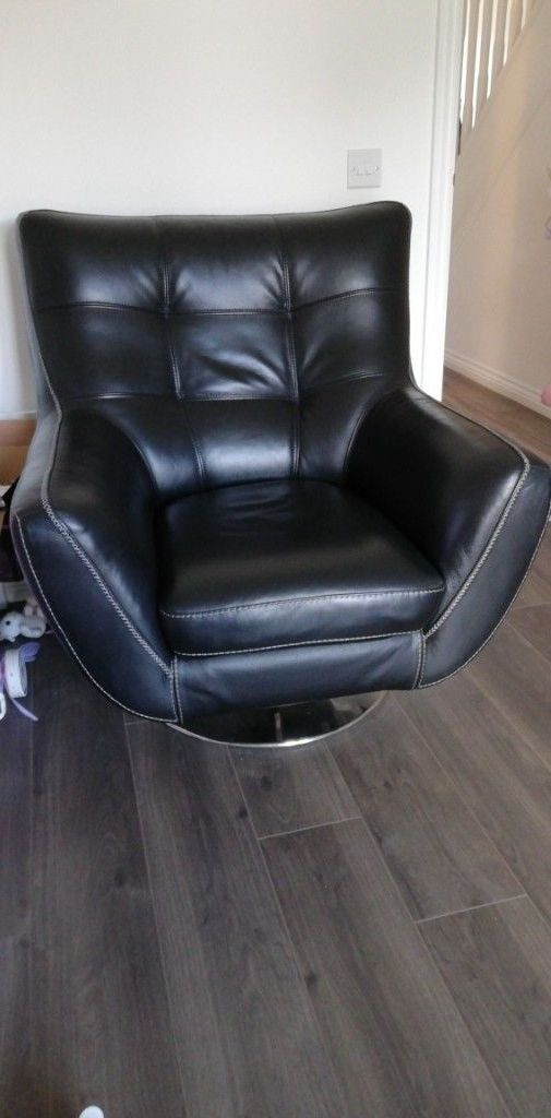 Leather Black Swivel Chairs Intended For Well Known Dfs Drama Black Leather Swivel Chair (View 10 of 20)