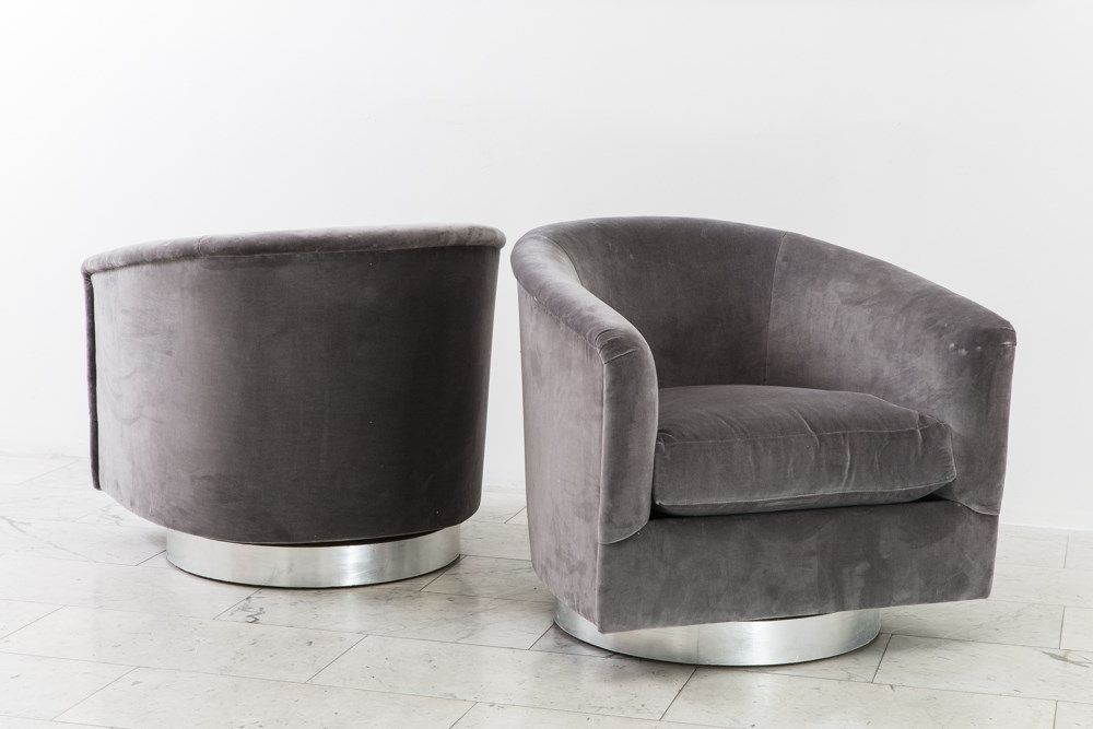 Most Recent Pair Dark Gray Swivel Chairsmilo Baughman On Artnet With Dark Grey Swivel Chairs (View 15 of 20)