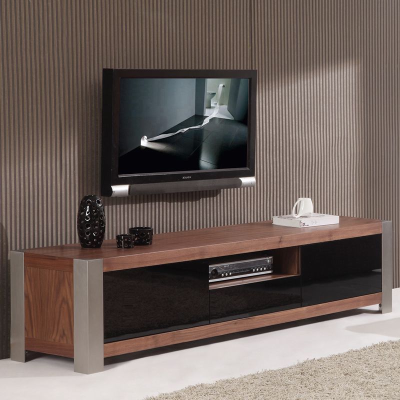 Most Recently Released B Modern Tv Stands Intended For Coordinator 79" Contemporary Tv Stand In Light Walnut & Stainless (Photo 15 of 20)
